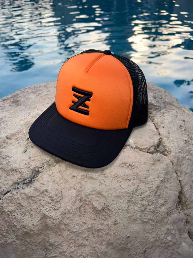 Orange & Black trucker cap.